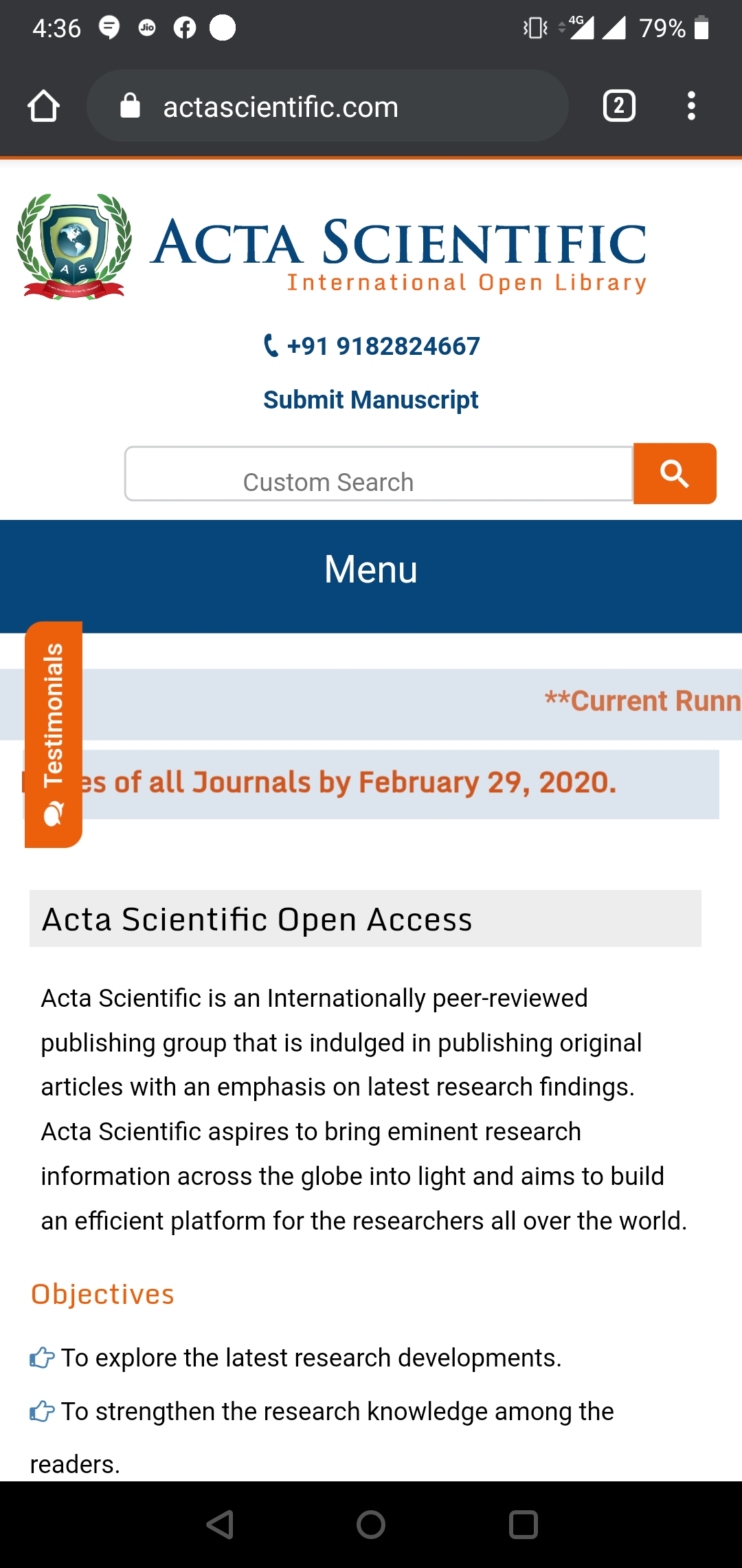 Acta Scientific Reviews  12 Reviews of Actascientific.com  Sitejabber